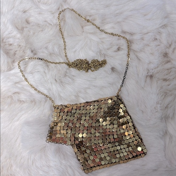 Vintage 70’s Gold Mesh Coin Purse Necklace - Picture 3 of 15
